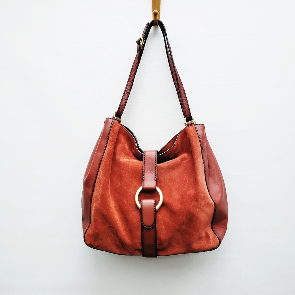 Michael Kors Quincy Suede Leather Hobo Tote Bag